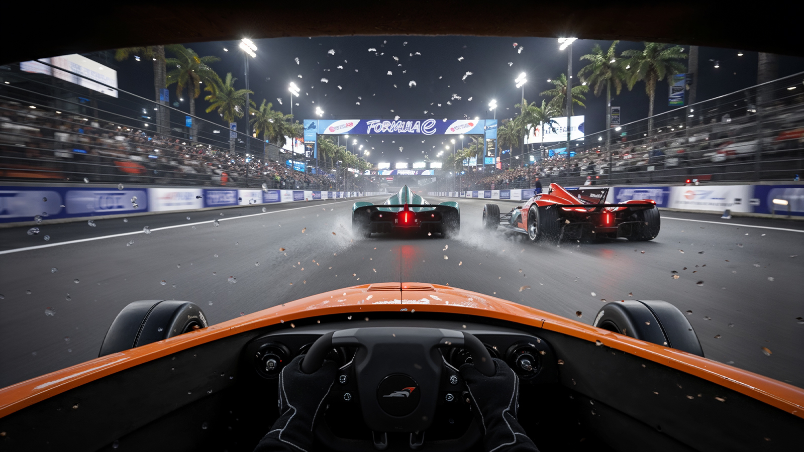 A view into the cabin of a Mercedes in Forza Motorsport.